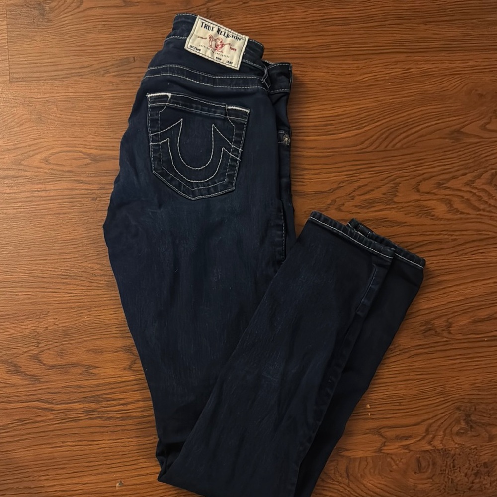 True Religion Blue Skinny Jeans Signature Stitching